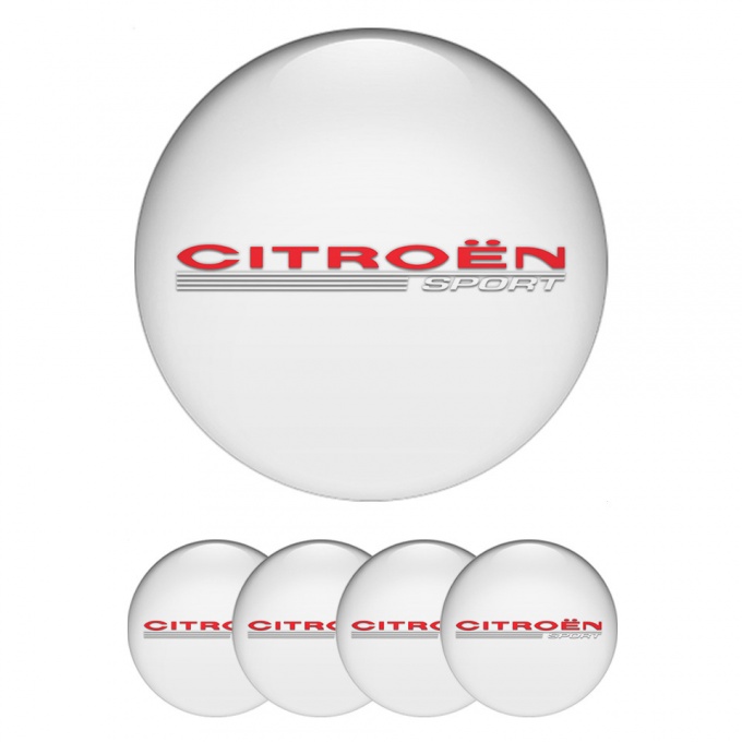 Citroen Sport Domed Stickers for Wheel Center Caps Pearl White Motif