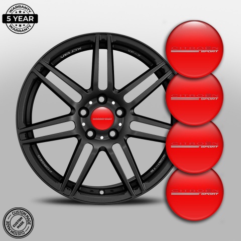 Citroen Sport Wheel Emblem for Center Caps Red White Motif