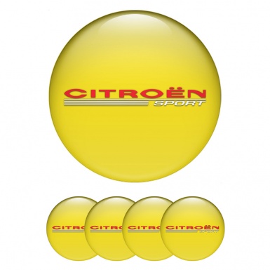 Citroen Sport Stickers for Wheels Center Caps Yellow White Motif