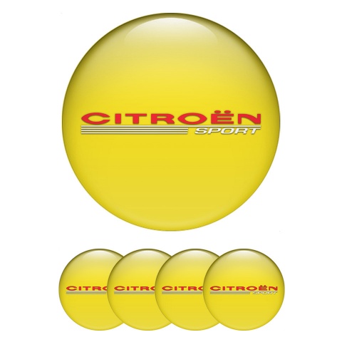 Citroen Sport Stickers for Wheels Center Caps Yellow White Motif