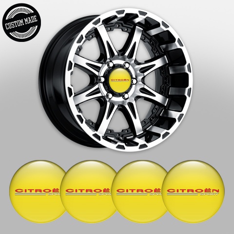 Citroen Sport Stickers for Wheels Center Caps Yellow White Motif