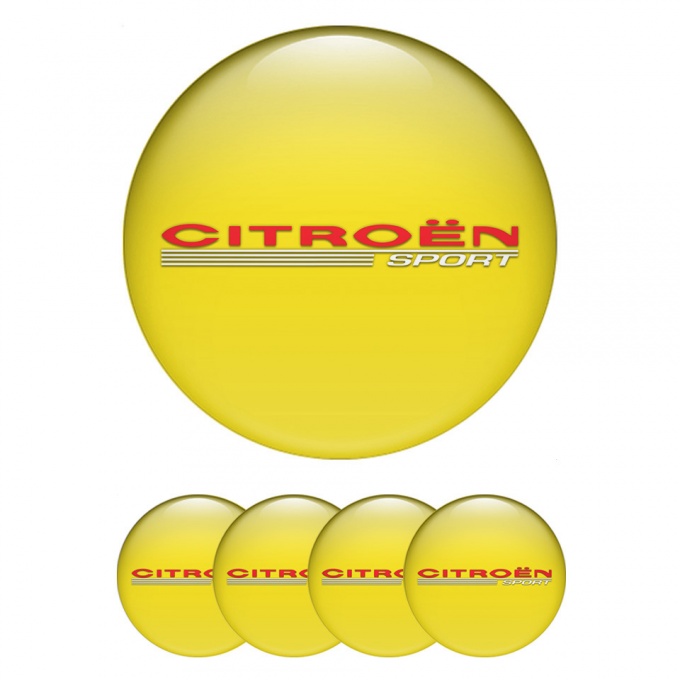 Citroen Sport Stickers for Wheels Center Caps Yellow White Motif