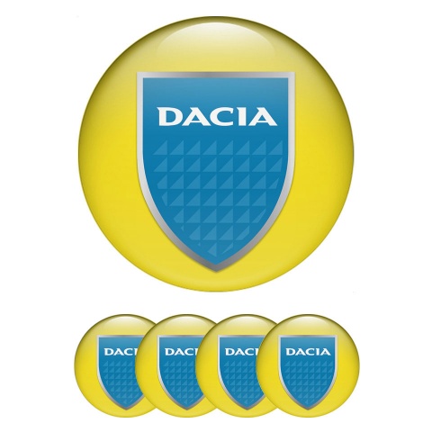 Dacia Silicone Stickers for Center Wheel Caps Yellow Glacial Shield
