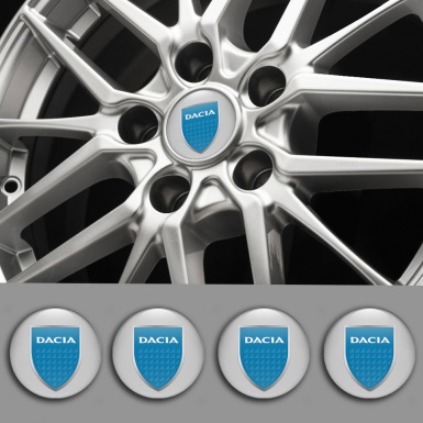 Dacia Domed Stickers for Wheel Center Caps Grey Glacial Shield