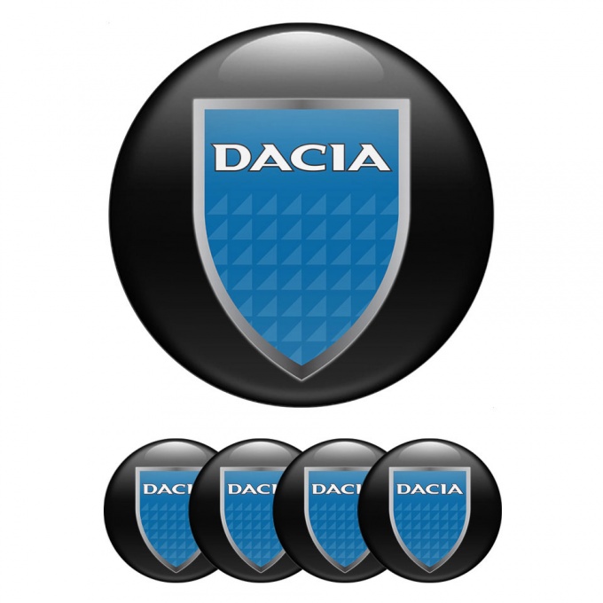 Dacia Emblem for Wheel Center Caps Black Ice Blue Shield