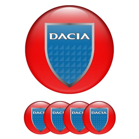 Dacia Center Wheel Caps Stickers Red Ice Blue Shield