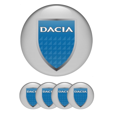 Dacia Wheel Stickers for Center Caps Grey Ice Blue Shield