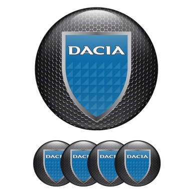 Dacia Domed Stickers for Wheel Center Caps Dark Grate Ice Blue Shield