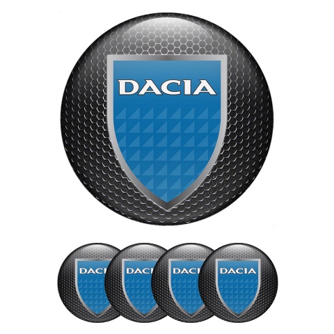 Dacia Domed Stickers for Wheel Center Caps Dark Grate Ice Blue Shield