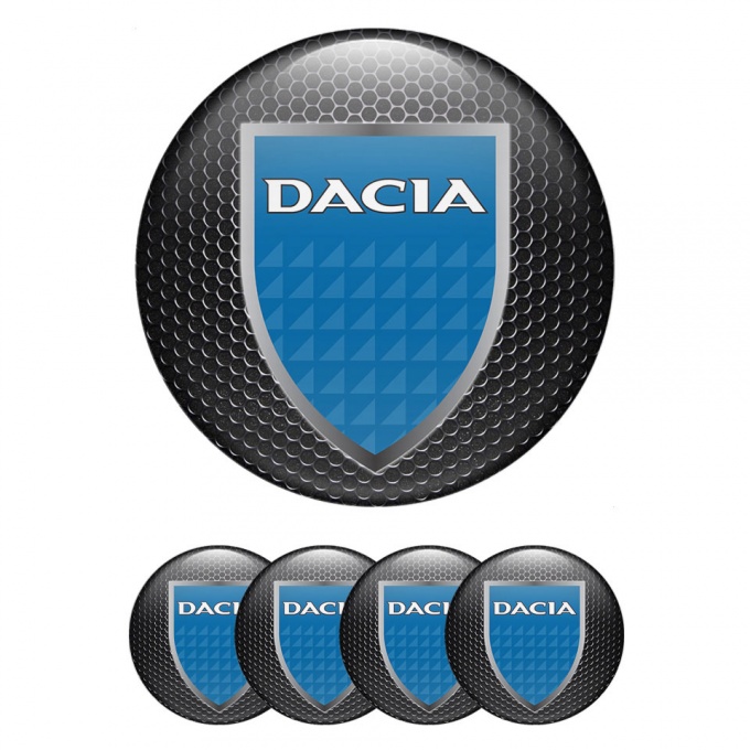 Dacia Domed Stickers for Wheel Center Caps Dark Grate Ice Blue Shield