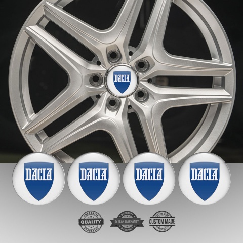 Dacia Stickers for Wheels Center Caps White Blue Crest