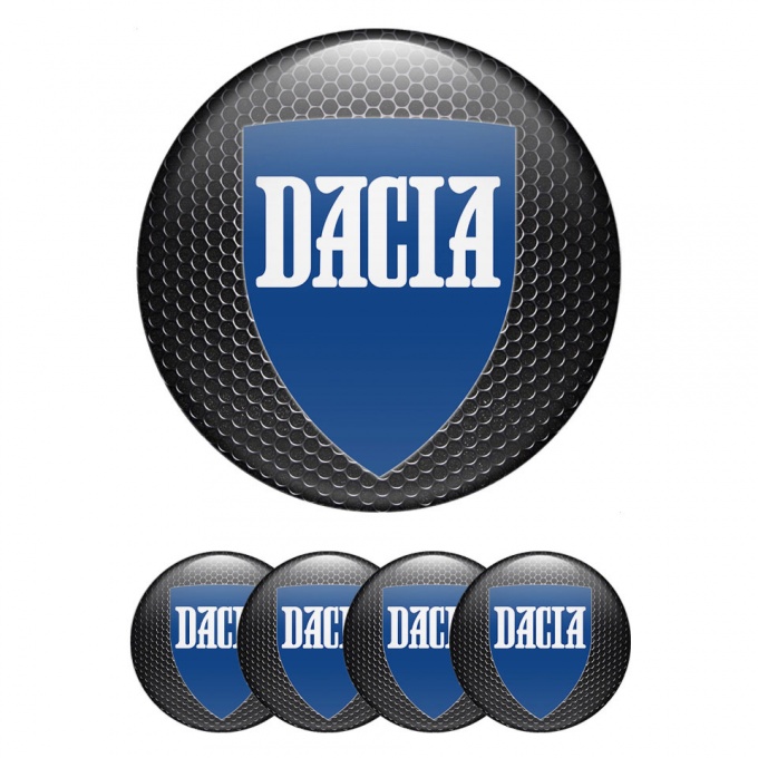 Dacia Domed Stickers for Wheel Center Caps Dark Grate Blue Crest
