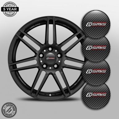 Cosmis Center Wheel Caps Stickers Black Carbon Fiber Edition