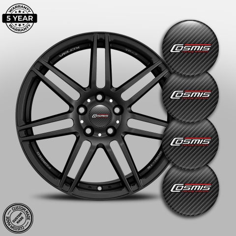 Cosmis Center Wheel Caps Stickers Black Carbon Fiber Edition