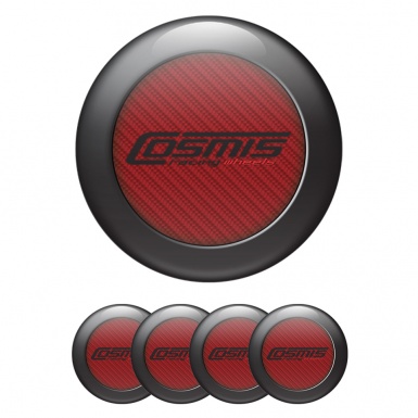 Cosmis Center Wheel Caps Stickers Red Carbon Dark Ring Design