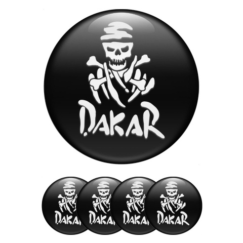 Dakar Center Wheel Caps Stickers Black White Logo