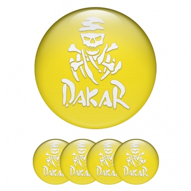 Dakar Center Caps Wheel Emblem Yellow White Logo