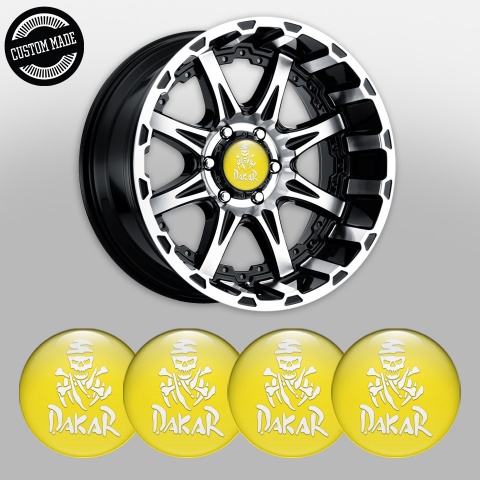 Dakar Center Caps Wheel Emblem Yellow White Logo