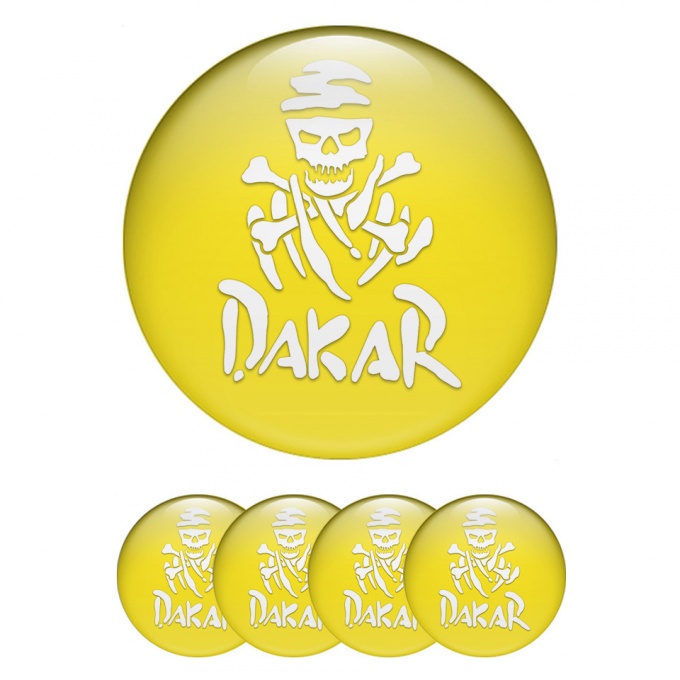 Dakar Center Caps Wheel Emblem Yellow White Logo