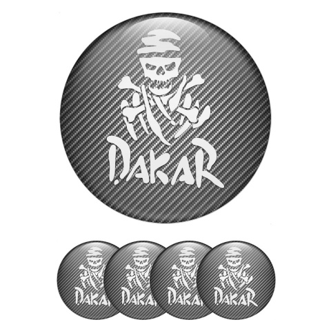 Dakar Domed Stickers for Wheel Center Caps Carbon White Logo