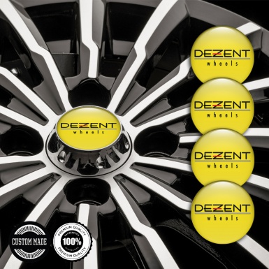 Dezent Center Wheel Caps Stickers Yellow Black Logo