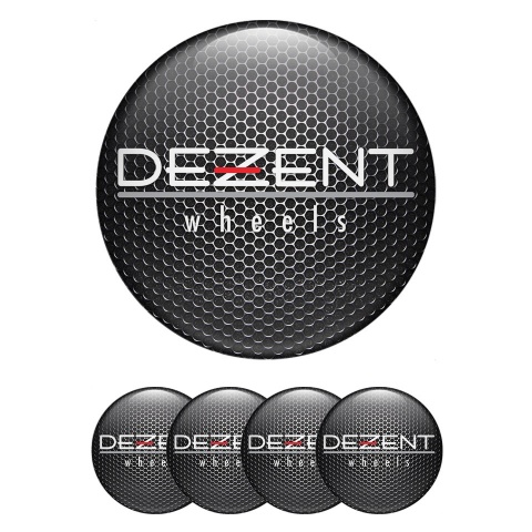 Dezent Center Wheel Caps Stickers Dark Grate White Logo