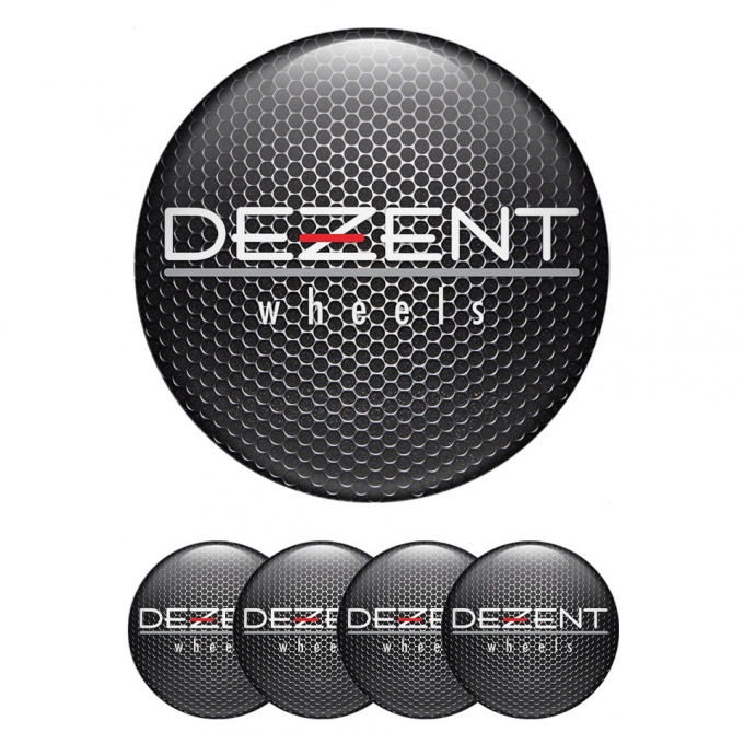 Dezent Center Wheel Caps Stickers Dark Grate White Logo