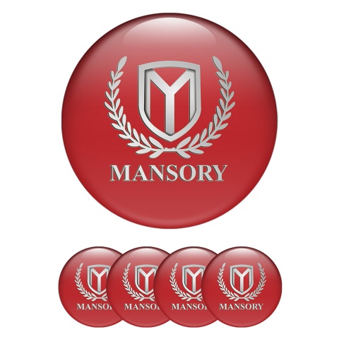 Mansory Emblems for Center Wheel Caps Dark Red Silver Logo