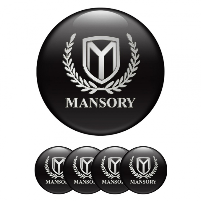 Mansory Center Caps Wheel Emblem Black Silver Logo