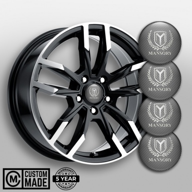 Mansory Silicone Stickers for Center Wheel Caps Light Carbon Silver Logo