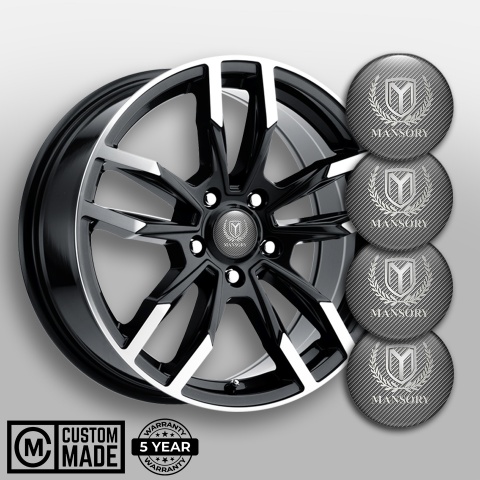 Mansory Silicone Stickers for Center Wheel Caps Light Carbon Silver Logo