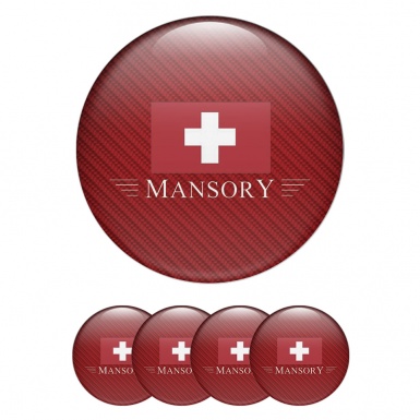 Mansory Center Caps Wheel Emblem Red Carbon Red Crest Logo