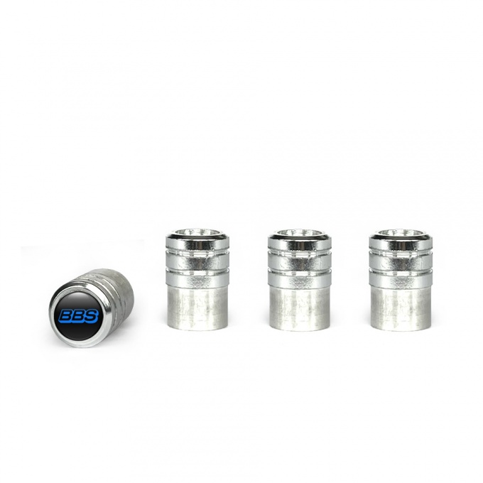 BBS Valve Caps Aluminum 4 pcs Black Silicone Sticker with Navy Logo