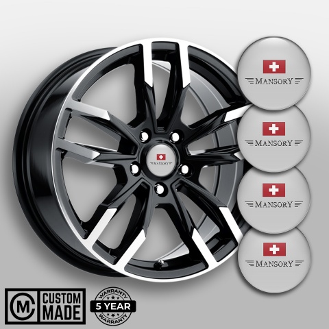 Mansory Emblem for Wheel Center Caps Grey Red Crest Design