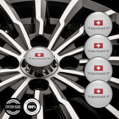 Mansory Emblem for Center Wheel Caps White Carbon Red Crest Design