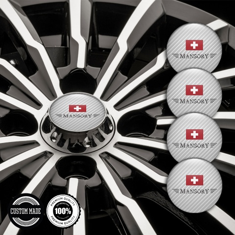 Mansory Emblem for Center Wheel Caps White Carbon Red Crest Design