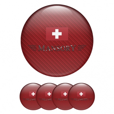 Mansory Center Wheel Caps Stickers Crimson Carbon Red Crest Design