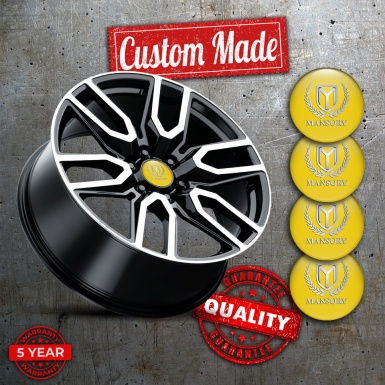 Mansory Emblems for Center Wheel Caps Yellow Silver Logo Edition