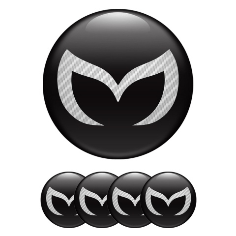 Mazda Domed Stickers for Wheel Center Caps Black White Carbon Logo