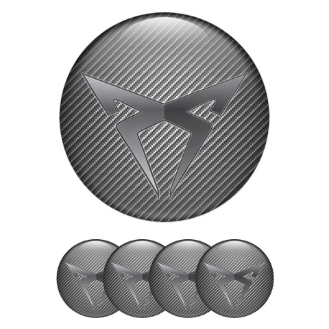 Seat Cupra Wheel Stickers for Center Caps Carbon Greyscale Logo