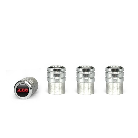 BBS Valve Caps Aluminum 4 pcs Black Silicone Sticker with Red Logo