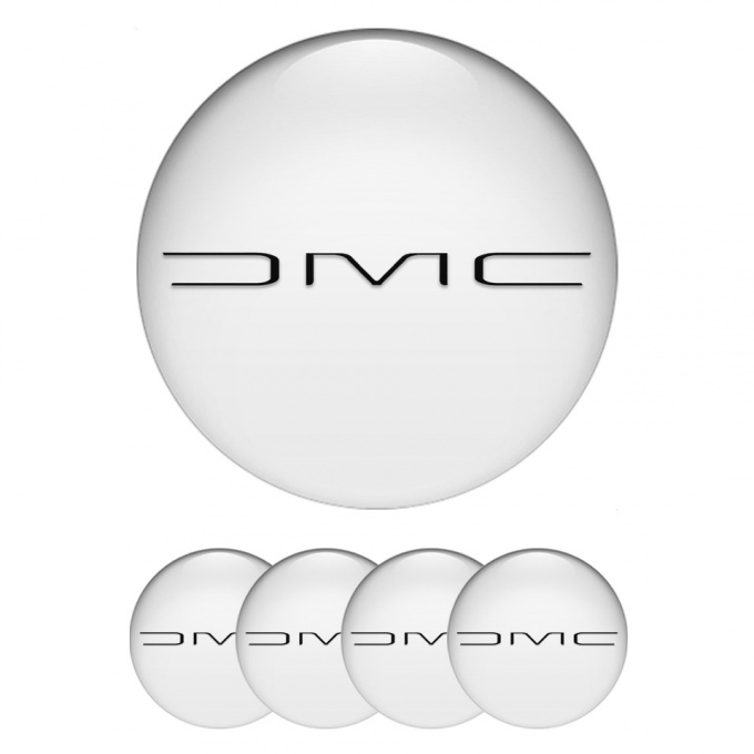 DMC Domed Stickers for Wheel Center Caps White Black Slim Logo