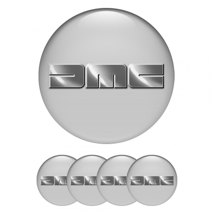 DMC Domed Stickers for Wheel Center Caps Grey Heavy Metallic Logo