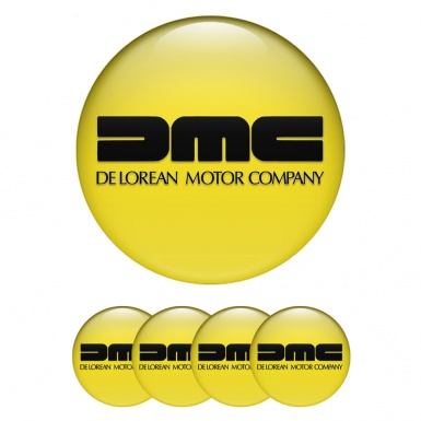 DMC Center Wheel Caps Stickers Yellow Heavy Black Logo