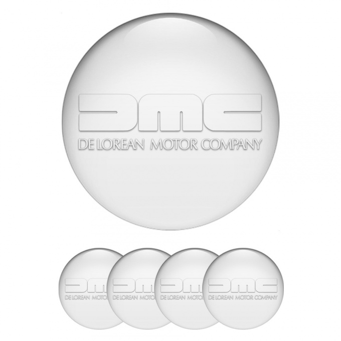 DMC Domed Stickers for Wheel Center Caps White Heavy Transparent Logo