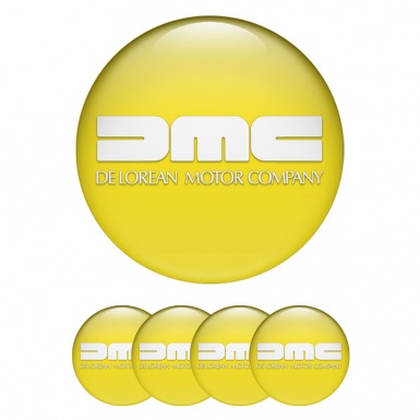 DMC Stickers for Wheels Center Caps Yellow Heavy White Logo