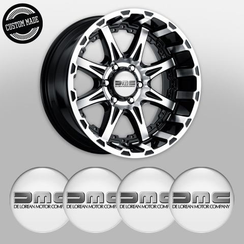 DMC Wheel Emblem for Center Caps White Brushed Metal Logo