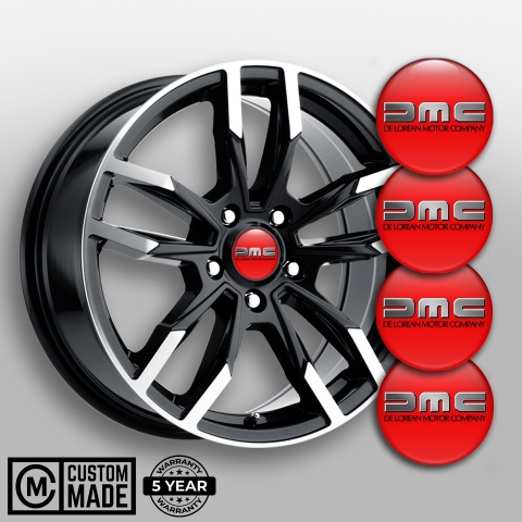 DMC Stickers for Wheels Center Caps Red Brushed Metal Logo