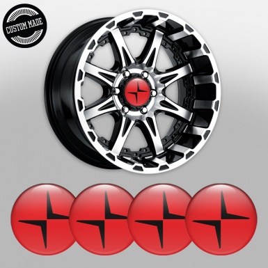 Volvo Polestar Wheel Stickers for Center Caps Red Black Logo