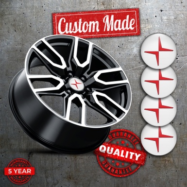 Volvo Polestar Emblem for Center Wheel Caps White Red Logo